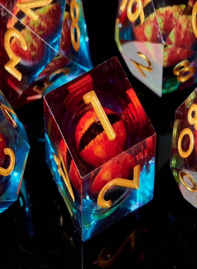 FugaCity DND Dice Set,Liquid Core Handmade Sharp Edge 7 Piece Resin Dice-Dungeons and Dragons Polyhedral Dice Set, D&D Dice Set with Gift Dice Case for RPG MTG Table Games （ - Image 4